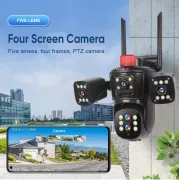 Видеокамера 4G IP66 4G 12mp (JE-190-2) 4 экранные 360-градусные камеры IP-камера четыре объектива