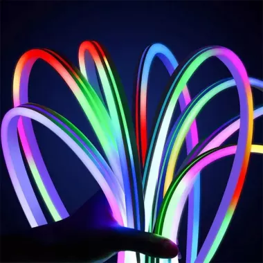 Умная гибкая LED Neon RGB лента-шланг 10 метров от USB управление режимами с телефона,Bluetooth приложение,пульт