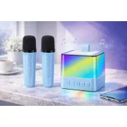 Портативная Bluetooth колонка K18 с LED подсветкой 2 микрофона Голубой