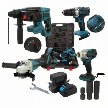 Набор 4в1 Шуруповер + Болгарка + Перфоратор + Гайковерт  2АКБ