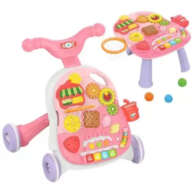 Детские ходунки-каталка с развивающим центром – первые шаги с радостью и пользой розовый Детские ходунки-каталка с развивающим центром – первые шаги с радостью и пользой розовый