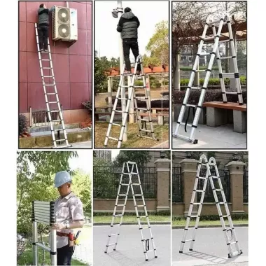 Сходи-Стремянка 5,80м (2,9+2.9) телескопічна, складана алюмінієва