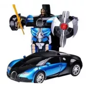 Машинка Трансформер Bugatti Size 18 см Robot Car синяя с пультом