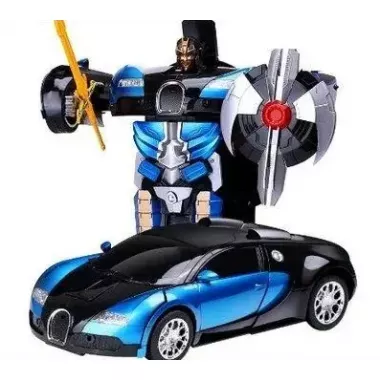 Машинка Трансформер Bugatti Size 18 см Robot Car синя з пультом