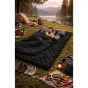 Матрас коврик надувной NMN-208 туристический с подушкой с чехлом 190 х 120 х 5 см Чёрный