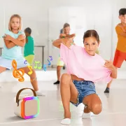 Мини-детское караоке K12 с 2 беспроводным микрофоном, портативная колонка с LED подсветкой