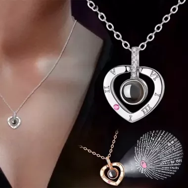 Кулон подвеска с проекцией I love you Я тебя люблю на 100 языках мира в форме сердца