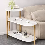 Журнальный мраморный столик с тремя ярусами DASH-5497 65х30х62см