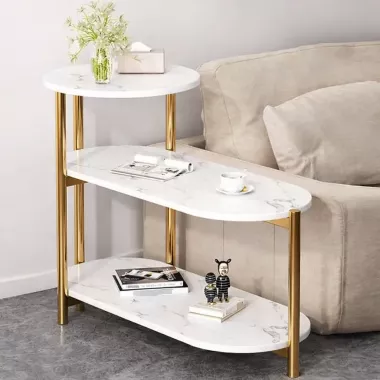 Журнальный мраморный столик с тремя ярусами DASH-5497 65х30х62см Журнальный мраморный столик с тремя ярусами DASH-5497 65х30х62см