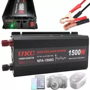Автомобильный инвертор 1500 Вт, 12–220 В, 2×USB, чистый синус / Преобразователь напряжения / Инвертор для котла и техники