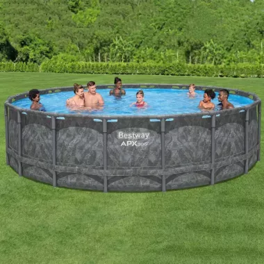 Каркасный круглый бассейн 549х132 см на 26 000 л с фильтр-насосом, лестницей, тентом Bestway 561KC Каркасный круглый бассейн 549х132 см на 26 000 л с фильтр-насосом, лестницей, тентом Bestway 561KC