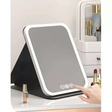 Зеркало для макияжа Lighted makeup mirror с LED подсветкой, складное, сенсорное управление, Type-C, с регулировкой яркости