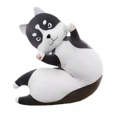 Мяка іграшка подушка довгий Хаскі антистрес подушка сірий 150 см