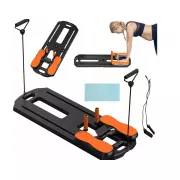 Тренажер напольныйдля пилатеса MM3000 для пресса и ног, с резинками Чёрный