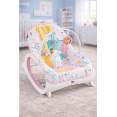 Детское кресло-качалка Fisher Price / Детский шезлонг с музыкальной подвеской и регулируемой спинкой