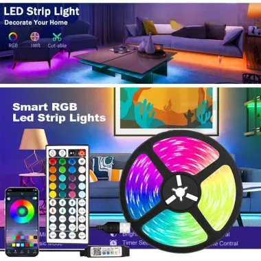 Стрічка світлодіодна RGB 5050 5м з пультом для підсвічування телевізора, монітора, меблів від USB