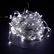 Новорічні гірлянди. Мідна дротяна лампа 100LED 10м (батарейки) Колір білий Силіконовий провід (7108)