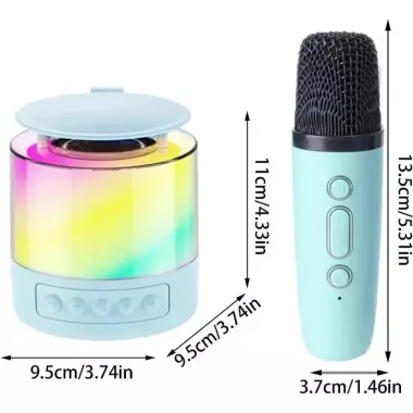 Портативна акустична колонка K19 з Bluetooth та LED-підсвічуванням для караоке бірюзовий