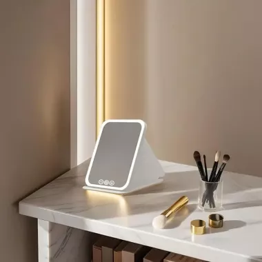 Зеркало для макияжа Lighted makeup mirror с LED подсветкой, складное, сенсорное управление, Type-C, с регулировкой яркости