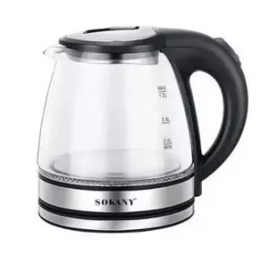 Стеклянный электрочайник 1500Вт Sokany SK-SH-1059, чайник с подсветкой на 1.2 л.