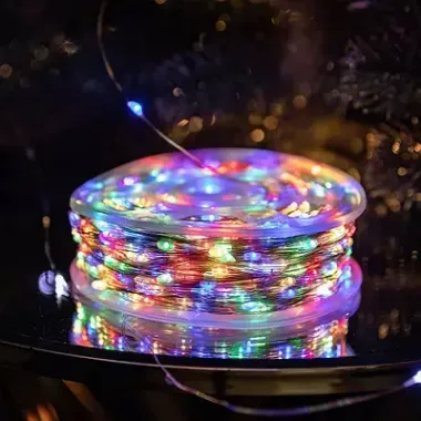 Гирлянда Роса 200 м МУЛЬТИК – зеленая нить, пульт, 8 режимов