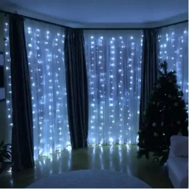 Новорічні гірлянди. Гірлянда водоспад 320-400L 3x3м (10х32 Ламп) Біла (7150) Новорічні гірлянди. Гірлянда водоспад 320-400L 3x3м (10х32 Ламп) Біла (7150)