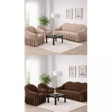 Жаккардовый турецкий чехол на диван и два кресла, универсальный натяжной чехол, накидка на диван