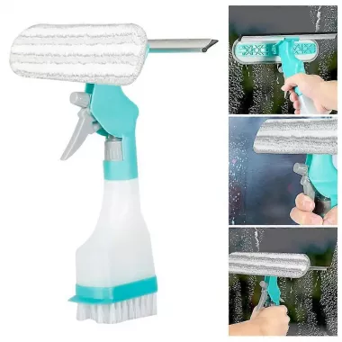 Многофункциональная щетка для стекла / Щетка-распылитель 4 в 1 для душевых дверей, зеркал, окон и ванной комнаты
