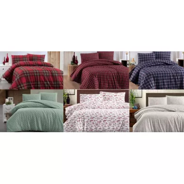 Синій Тепла постільна білизна / байкова євро розміру фланель 100%-бавовна Туреччина Cotton Collection