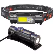 Маленький ліхтар налобний Police GL-211-ХРЕ-COB від USB з магнітом, вбудований акумулятор