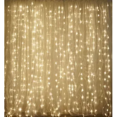 Гірлянда водоспад 320 LED 5mm 3м/2м теплий колір на прозорому дроті