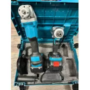 Комплект аккумуляторная болгарка и аккумуляторный гайковерт в комплекте 2 АКБ 48v 6.0ah с зарядкой Синий