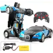 Машинка Трансформер Bugatti Size 18 см Robot Car синяя с пультом
