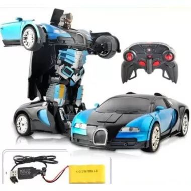 Машинка Трансформер Bugatti Size 18 см Robot Car синя з пультом