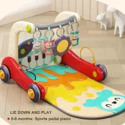 Детские ходунки 3в1 с музыкальным бизибордом, пианино с подсветкой и развивающим ковриком