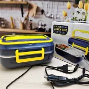 Ланч-бокс с подогревом съемной чашей C21 1.5L от сети 12V 40W Черный с желтым