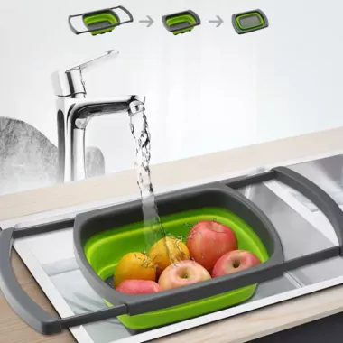 Складной дуршлаг Benson BN-091 силиконовый друшлаг для мытья овощей и фруктов Бенсон друшлак Бэнсон