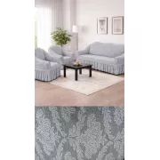 Жаккардовый турецкий чехол на диван и два кресла, универсальный натяжной чехол, накидка на диван Серый