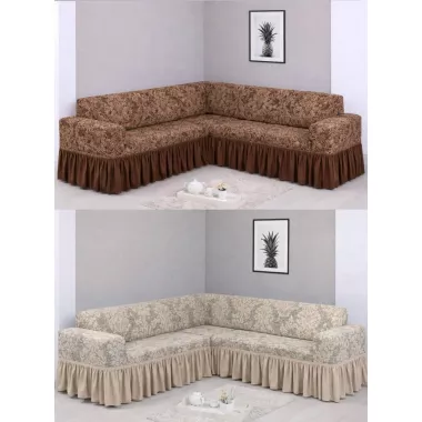 Угловой жаккардовый чехол на диван, универсальный натяжной чехол, накидка на диван