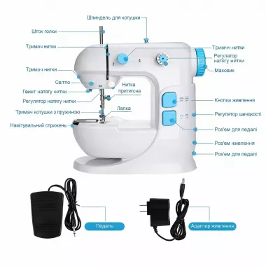 Електрична швейна машинка з 2 швидкісними режимами, Машинка для шиття одягу настільна з подвійною ниткою