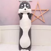 М'яка іграшка подушка довгий Хаскі антистрес подушка сірий 130 см