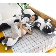 М'яка іграшка подушка довгий Хаскі антистрес подушка сірий 130 см