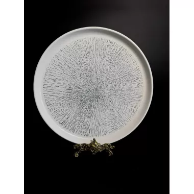 Обідня керамічна тарілка з фактурним візерунком та поглибленням 28,5 см Обідня керамічна тарілка з фактурним візерунком та поглибленням 28,5 см