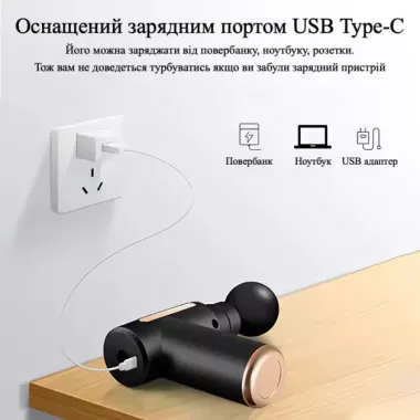 Массажер ударный перкуссионный массажный пистолет 4в1 с 4 насадками