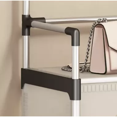 NEW Залізна вішалка для одягу + підставка для взуття, 2 в одному, 4 полиці Бежева