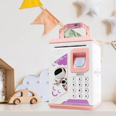Рожева Електронна Скарбничка сейф з відбитком пальця та кодовим замком «BODYGUARD» + купюроприймач Рожева Електронна Скарбничка сейф з відбитком пальця та кодовим замком «BODYGUARD» + купюроприймач