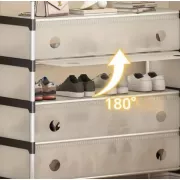 NEW Залізна вішалка для одягу + підставка для взуття, 2 в одному, 4 полиці Бежева