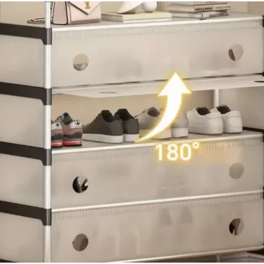 NEW Залізна вішалка для одягу + підставка для взуття, 2 в одному, 4 полиці Бежева