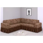 Угловой жаккардовый чехол на диван, универсальный натяжной чехол, накидка на диван Коричневый