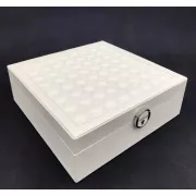 Скринька для прикрас стьобана з великим дзеркалом, що відкидається, маленька скринька всередині колір слонова кістка